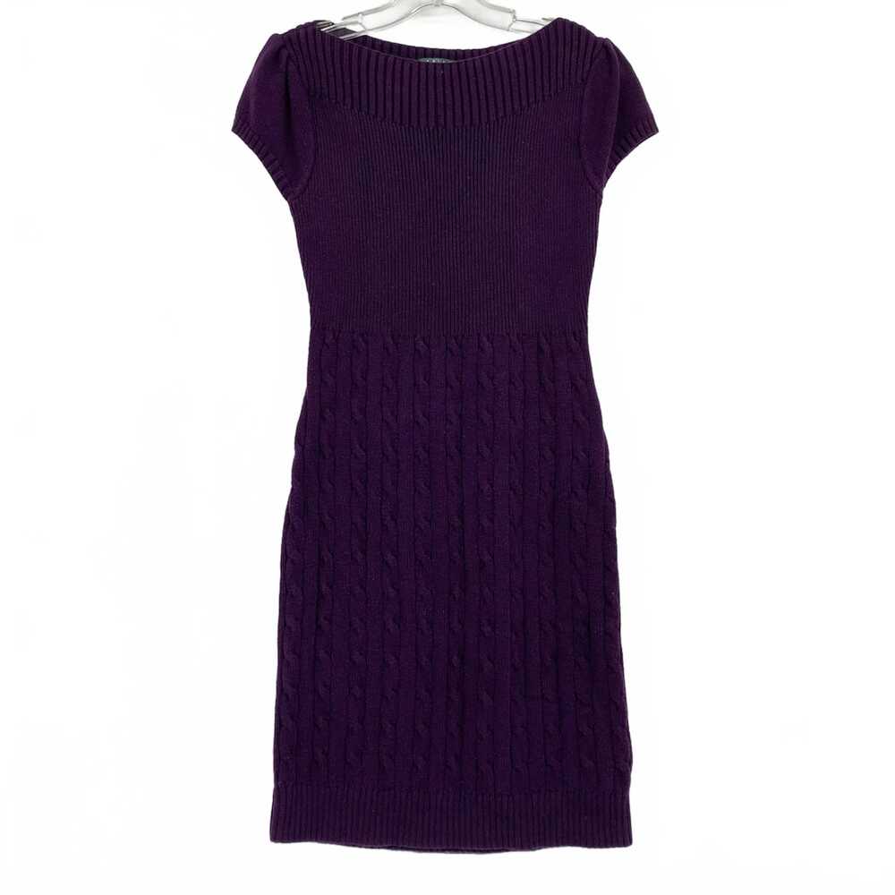 Ralph Lauren Purple Cable Knit Boat Neck Mini Dress | Women's Size S